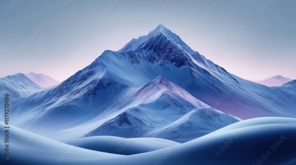 Majestic snow-capped mountain peak at dawn. Majestic snow-capped mountain peak at dawn.