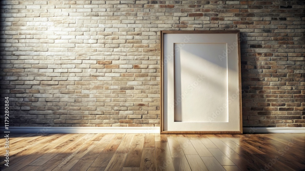 Double Exposure Mockup: Empty Room, Brick Floor, White Wall, 3D Render, High Resolution Photo Double Exposure Mockup: Empty Room, Brick Floor, White Wall, 3D Render, High Resolution Photo