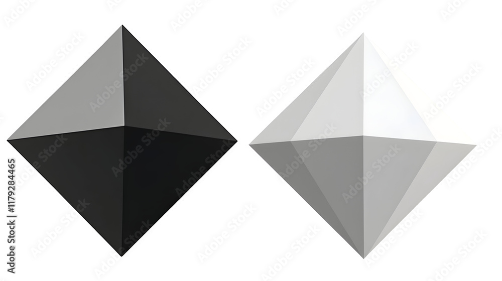 Monochromatic Majesty: A study in contrasting light and shadow on dual pyramids, showcasing geometric elegance. , cut out,transparent background Monochromatic Majesty: A study in contrasting light and shadow on dual pyramids, showcasing geometric elegance. , cut out,transparent background