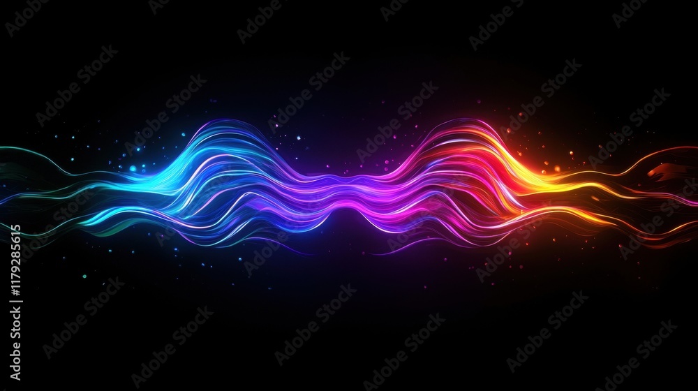 Obraz premium Vibrant abstract waves of color on a dark background