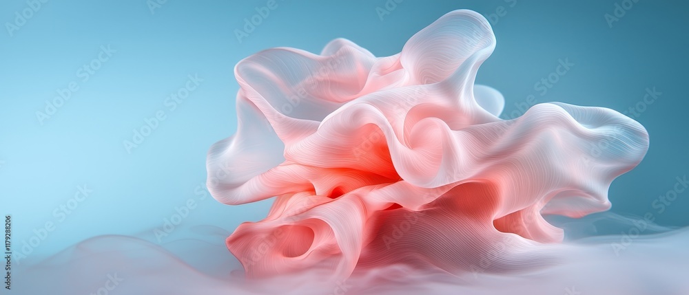 Fototapeta premium Abstract Pink and White Fabric Swirls Elegant Flowing Textile Design Soft Pastel Colors Artistic