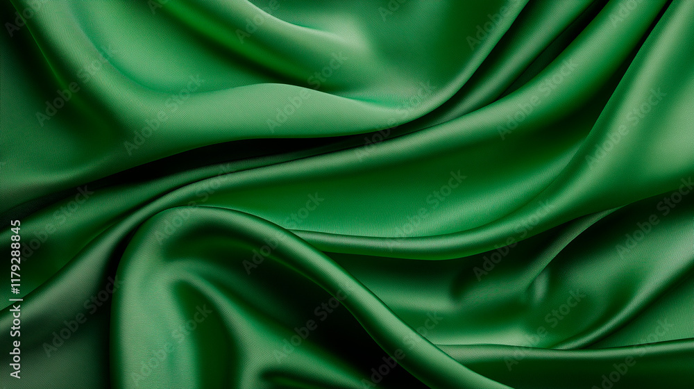 Luxurious silk texture, deep emerald green with realistic folds and subtle shine Luxurious silk texture, deep emerald green with realistic folds and subtle shine