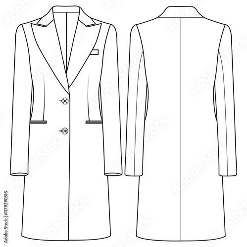 women double-breasted long blazer vector design illustration design
