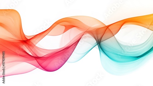 Glowing modern wave lines on white, futuristic sound waves.