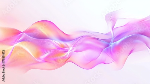 Glowing modern wave lines on white, futuristic sound waves.