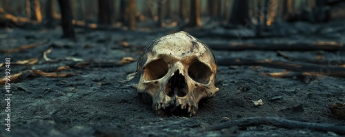 Charred Wildlife Skull Half...