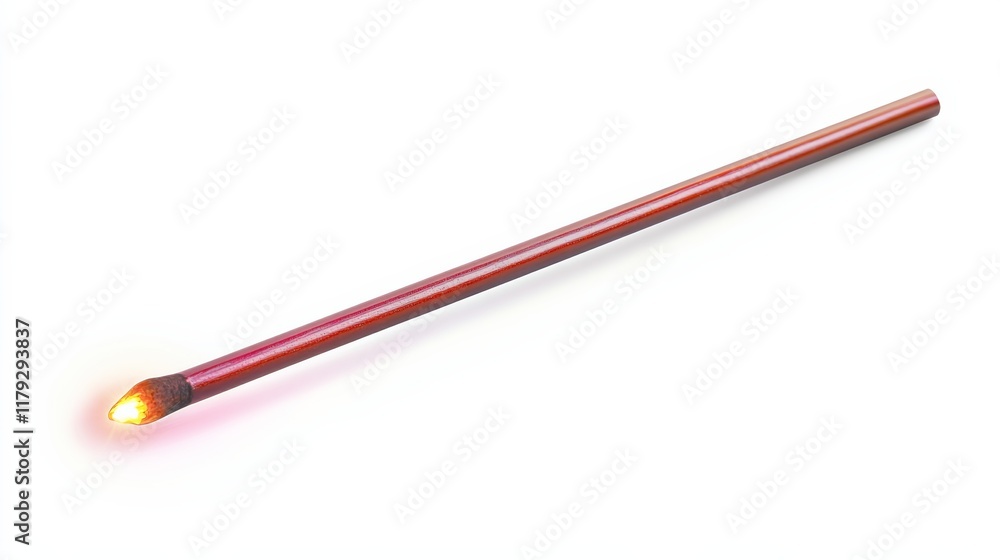 Single sparkler stick with a glowing tip, isolated on a white background Single sparkler stick with a glowing tip, isolated on a white background