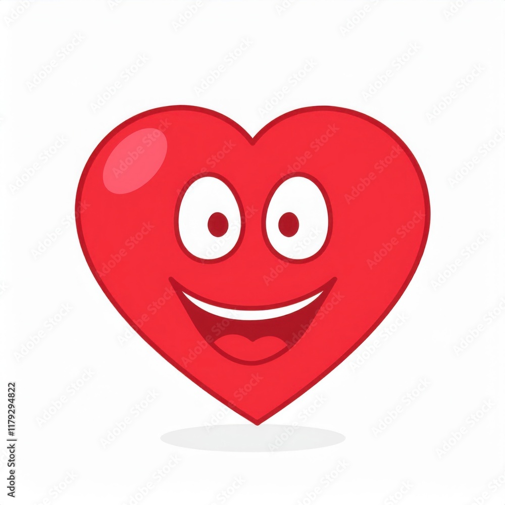 Happy Heart Emoji Illustration: A cheerful red heart with a smiling face, perfect for Valentine's Day, love, and positive emotions.