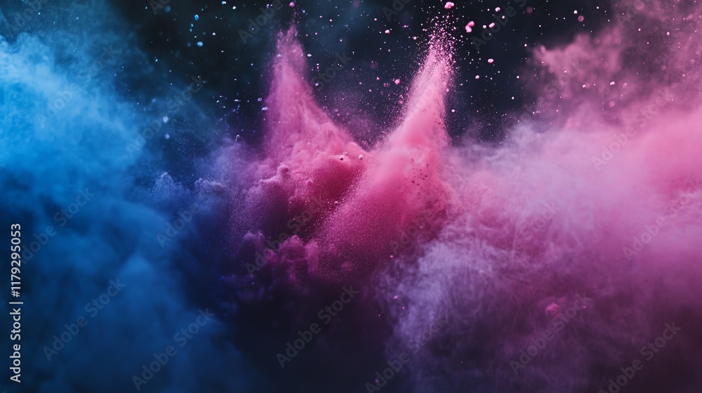 Fototapeta premium Multicolored powder explosion on black background. 