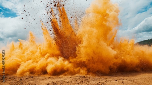 Powder explosion flying in various directions 