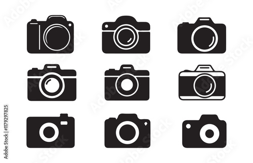 Camera icon set. Photo camera in flat style. Camera symbol. Vector Illustration eps 10