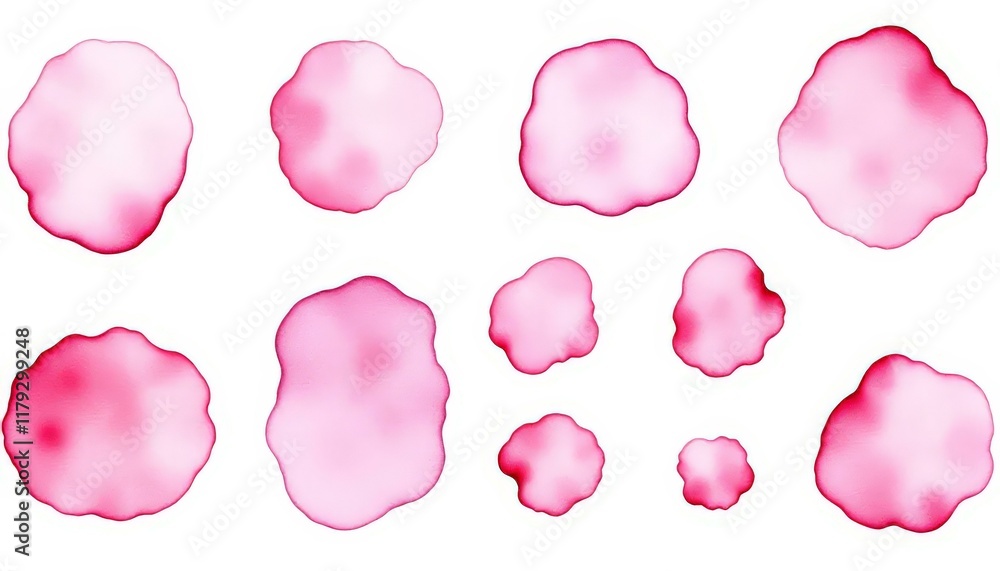 Pink Watercolor Blots, Abstract Shapes, Art Background, Isolated Elements Pink Watercolor Blots, Abstract Shapes, Art Background, Isolated Elements