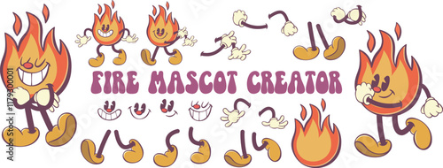 Retro groovy fire character creation kit