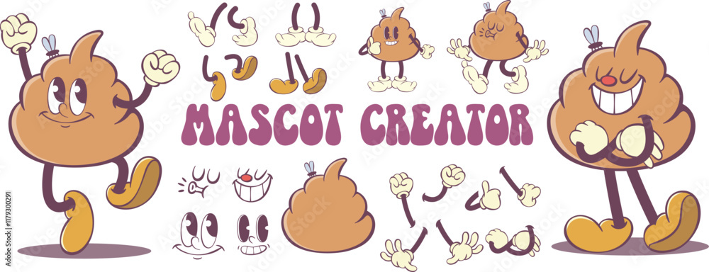 Retro groovy poop character creation kit Retro groovy poop character creation kit