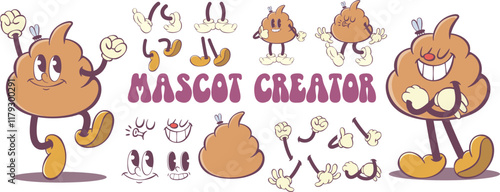 Retro groovy poop character creation kit