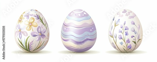 Easter's Day Easter Eggs Decorative Easter eggs in pastel colors and floral designs