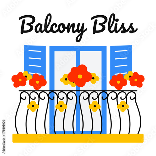 Balcony bliss flat typographic sticker 
