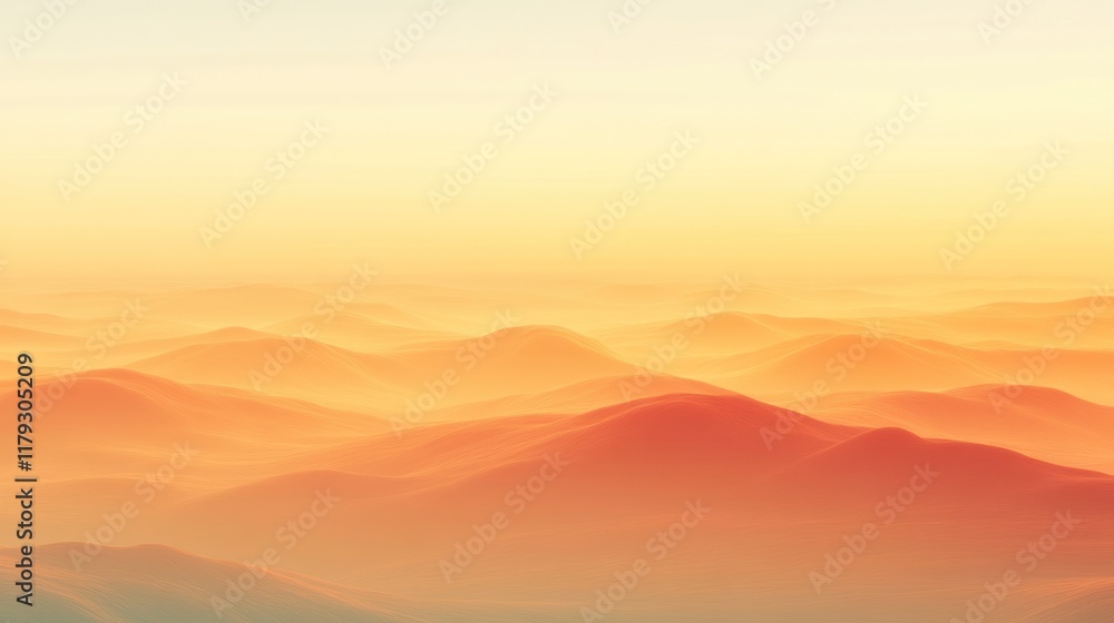 Obraz premium Beautiful sunset over rolling hills creates a serene landscape with warm colors and misty atmosphere. Generative AI