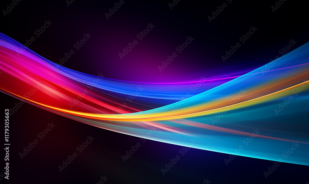 Obraz premium A color light effect that comes out from the top down, a line light, a glow effect, a light effect, Black background.