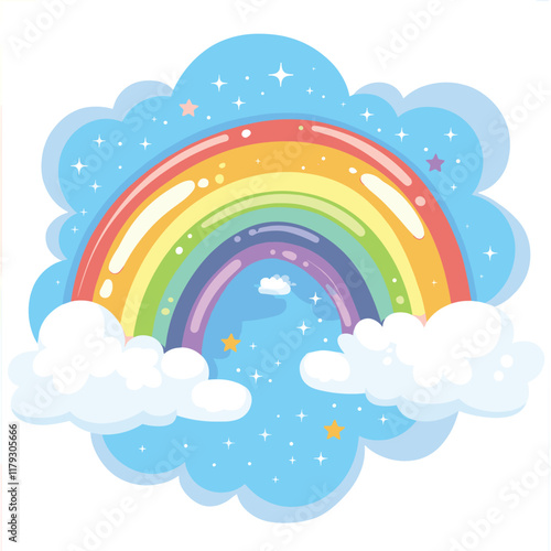 rainbow and clouds Flat style cartoon vector illustration isolated on a white background