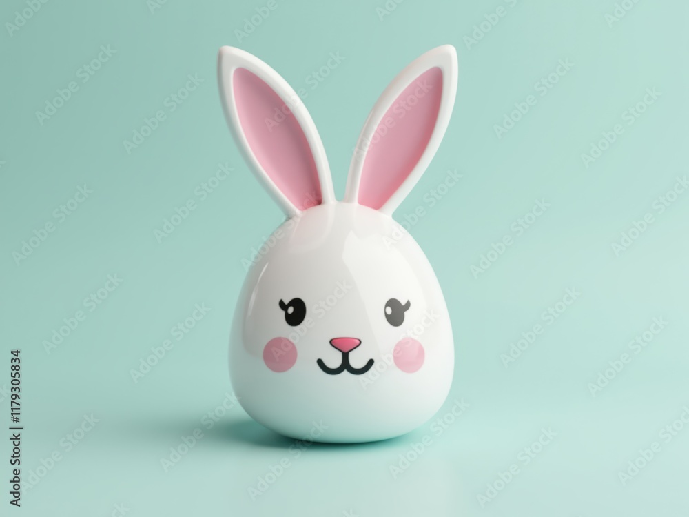 Obraz premium Cute easter bunny character smiling on turquoise background