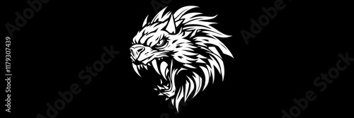 Wallpaper Mural A fierce wild beast illustration in a tribal style, perfect for t-shirts and posters, art, ferocious, predator Torontodigital.ca