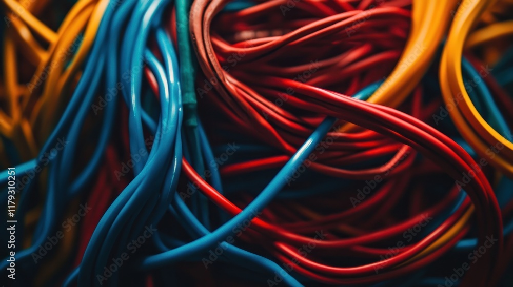 Colorful tangled cables and wires close-up. Colorful tangled cables and wires close-up.