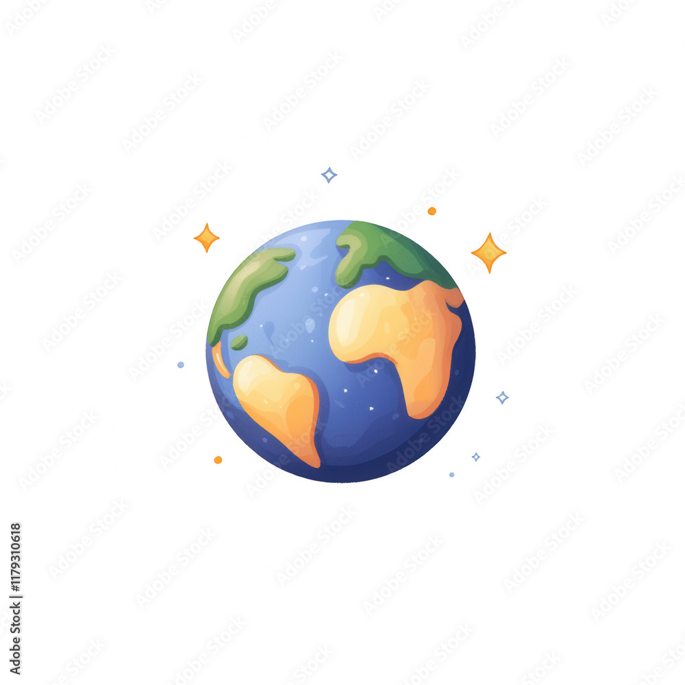 Naklejka premium Colorful illustration of Earth symbolizing global awareness and environmental care., isolated on a transparent background.