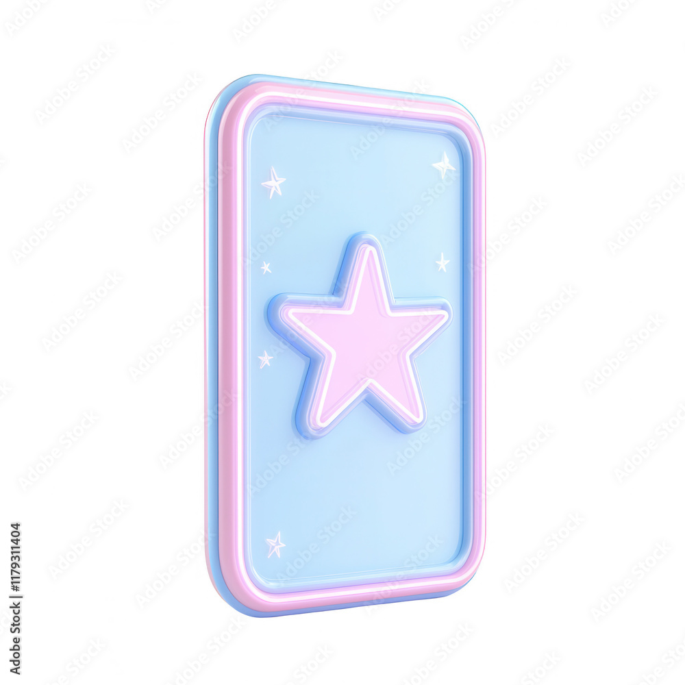 Cute smartphone icon with star and pastel colors, perfect for app design and graphics., isolated on a transparent background. Cute smartphone icon with star and pastel colors, perfect for app design and graphics., isolated on a transparent background.