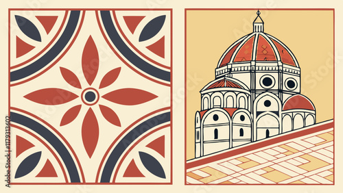Italian Tile Design with Florence Duomo