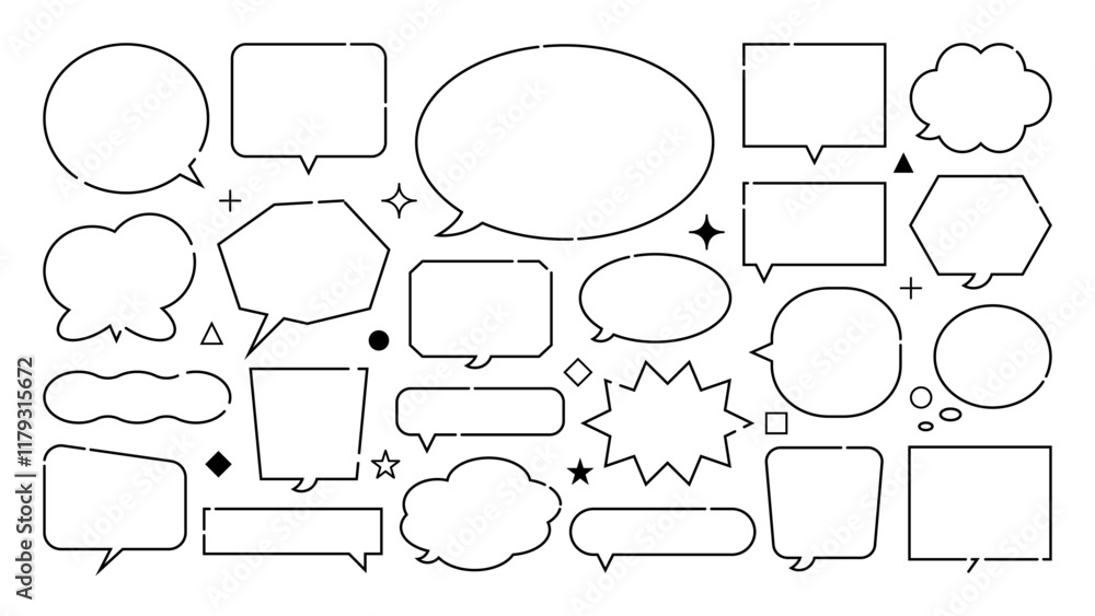 Fototapeta premium ポップでシンプルな吹き出しセット ホワイト