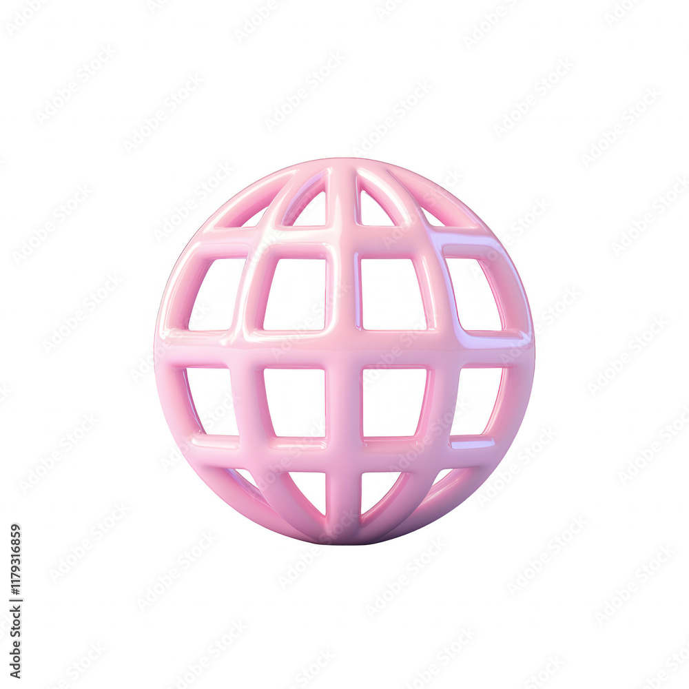 Stylized pink globe icon, representing global connectivity and modern design., isolated on a transparent background. Stylized pink globe icon, representing global connectivity and modern design., isolated on a transparent background.