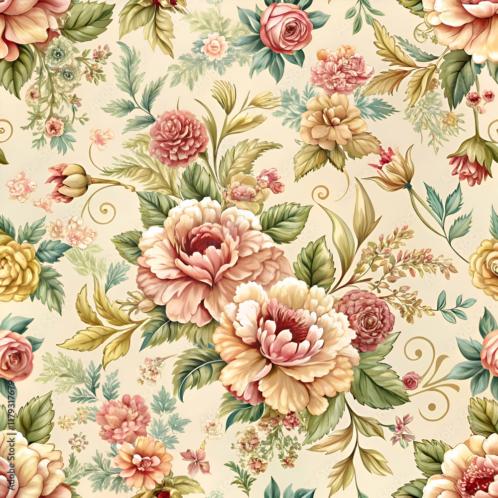 A Delicate Floral Pattern in Pastel Tones. A Delicate Floral Pattern in Pastel Tones.