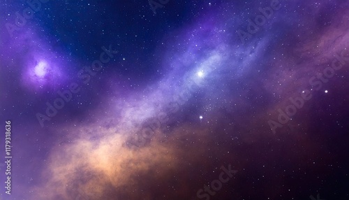 Cosmic Nebula: A Celestial Tapestry of Purple and Gold photo