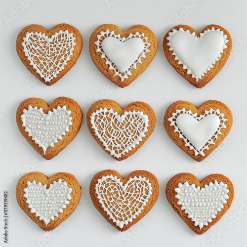 Valentine Heart-Shaped Cookies Home Kitchen Dessert Photography Cozy Atmosphere Top View Love and Celebration