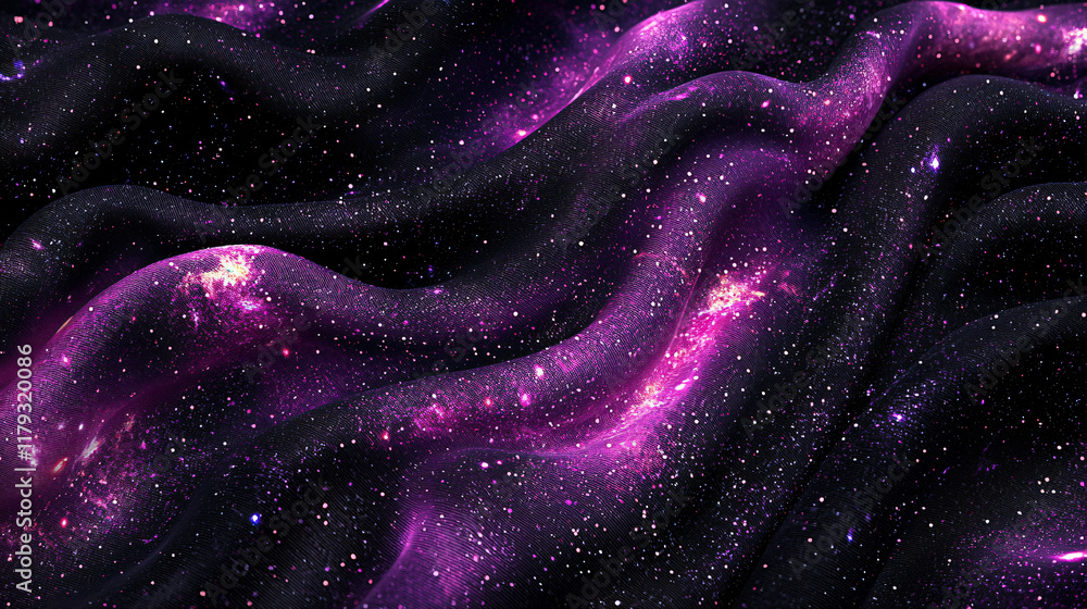 Cosmic Nebula Draped Fabric, Purple Galaxy Textile Cosmic Nebula Draped Fabric, Purple Galaxy Textile