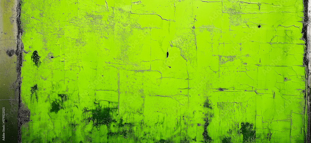 Obraz premium Lime green painted concrete wall background with brushstrokes and texture
