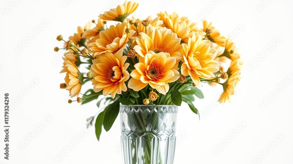 Fototapeta premium Elegant Gold Bouquet in Crystal Vase
