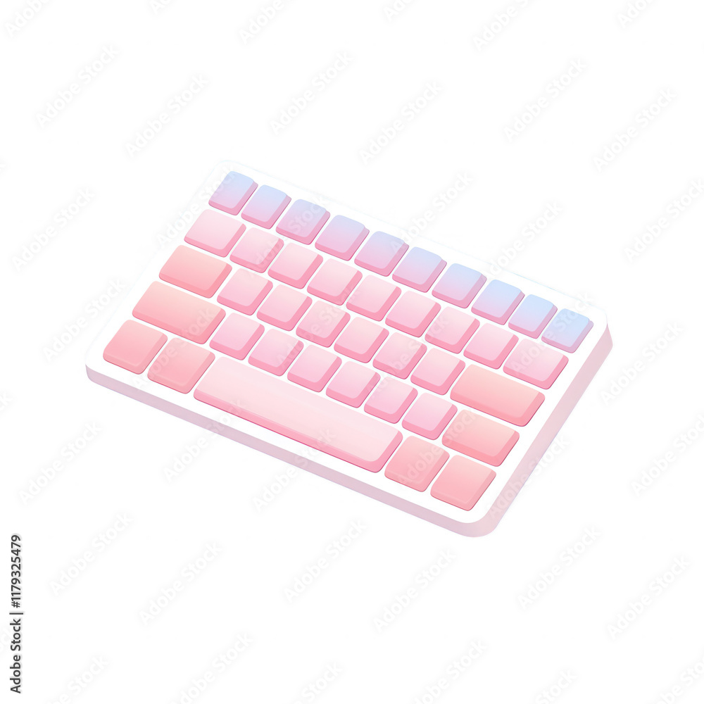 Fototapeta premium A stylish pink keyboard on a clean background for modern tech aesthetics., isolated on a transparent background.