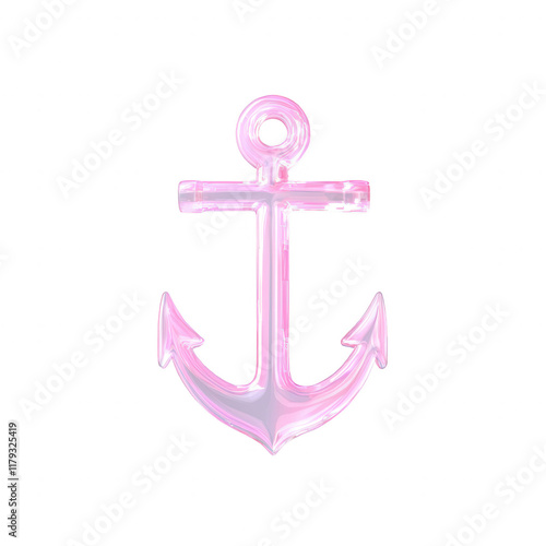 A stylish pink anchor icon, perfect for nautical themes and aquatic designs. photo