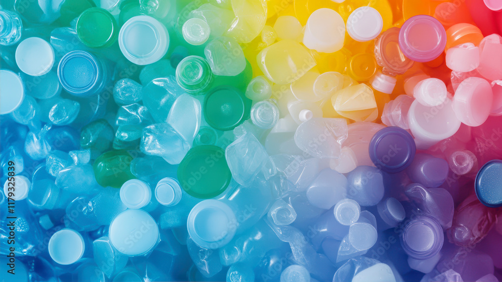 Pile of Colorful Plastic Bottles and Caps Creating a Vibrant Display of Recycling Potential and Environmental Awareness Pile of Colorful Plastic Bottles and Caps Creating a Vibrant Display of Recycling Potential and Environmental Awareness