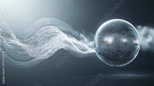 Wallpaper Mural Futuristic sphere with glowing particles and wave. Torontodigital.ca