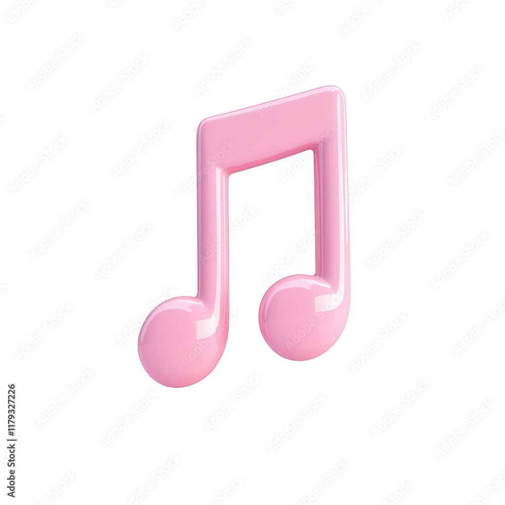 A vibrant pink musical note symbolizing creativity and joy in sound., isolated on a transparent background.