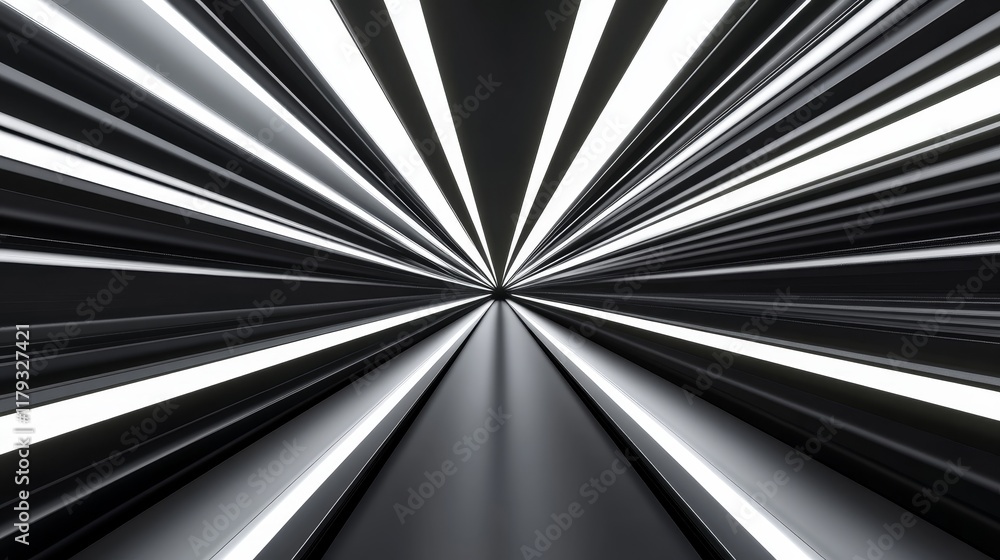 A dynamic perspective of converging lines creating a sense of depth and motion. A dynamic perspective of converging lines creating a sense of depth and motion.