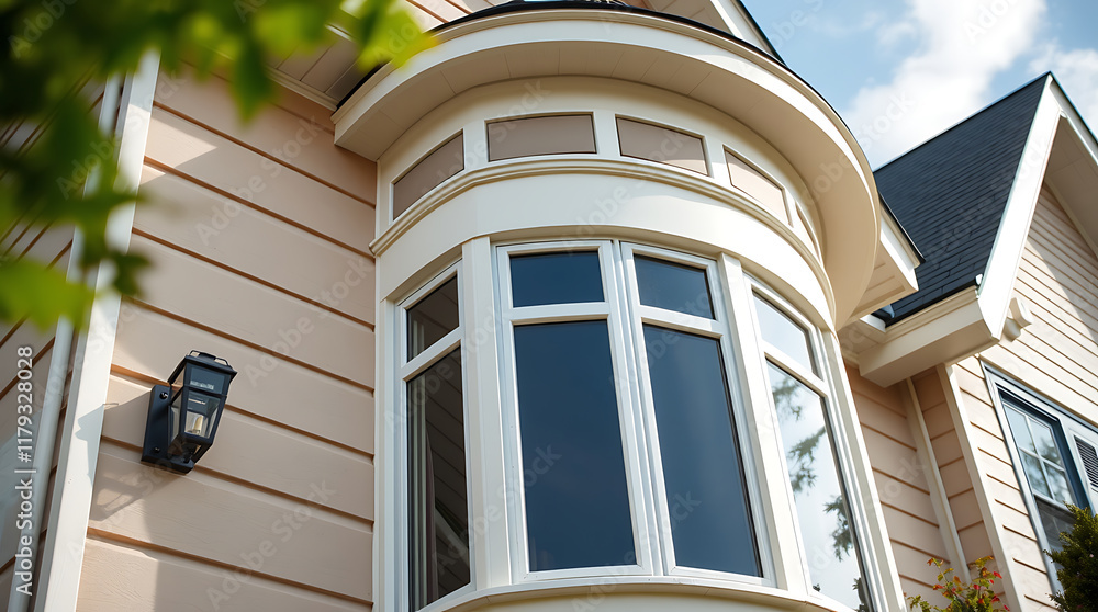 Bay Window and Exterior Wall Detail of Residential Building Bay Window and Exterior Wall Detail of Residential Building