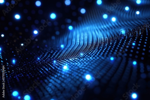 Wallpaper Mural Abstract blue digital wave with glowing particles. (1) Torontodigital.ca