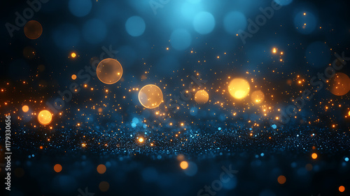 Abstract blurred background with glowing lights and sparkling particles creating a dreamy effect suitable for various creative projects and visual presentations