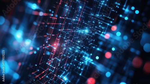 Wallpaper Mural Abstract digital network data flow with glowing lines and nodes. Torontodigital.ca