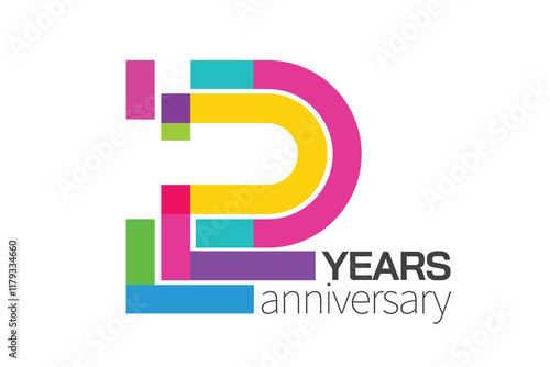 Anniversary Logo Template. Colorful 22th Anniversary. 22 years