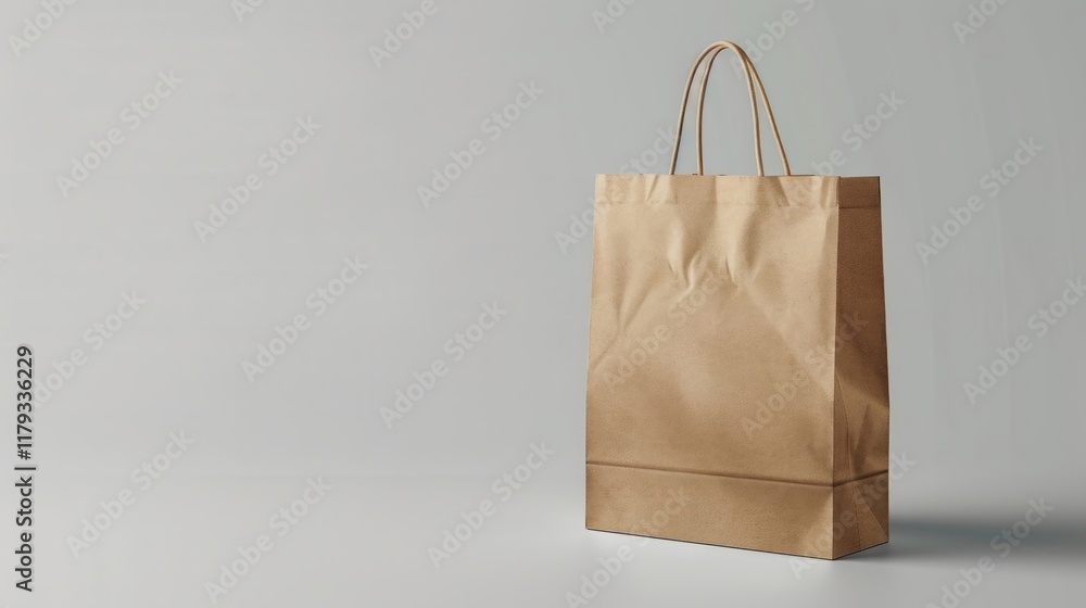 A brown paper bag stands alone on a white background. A brown paper bag stands alone on a white background.